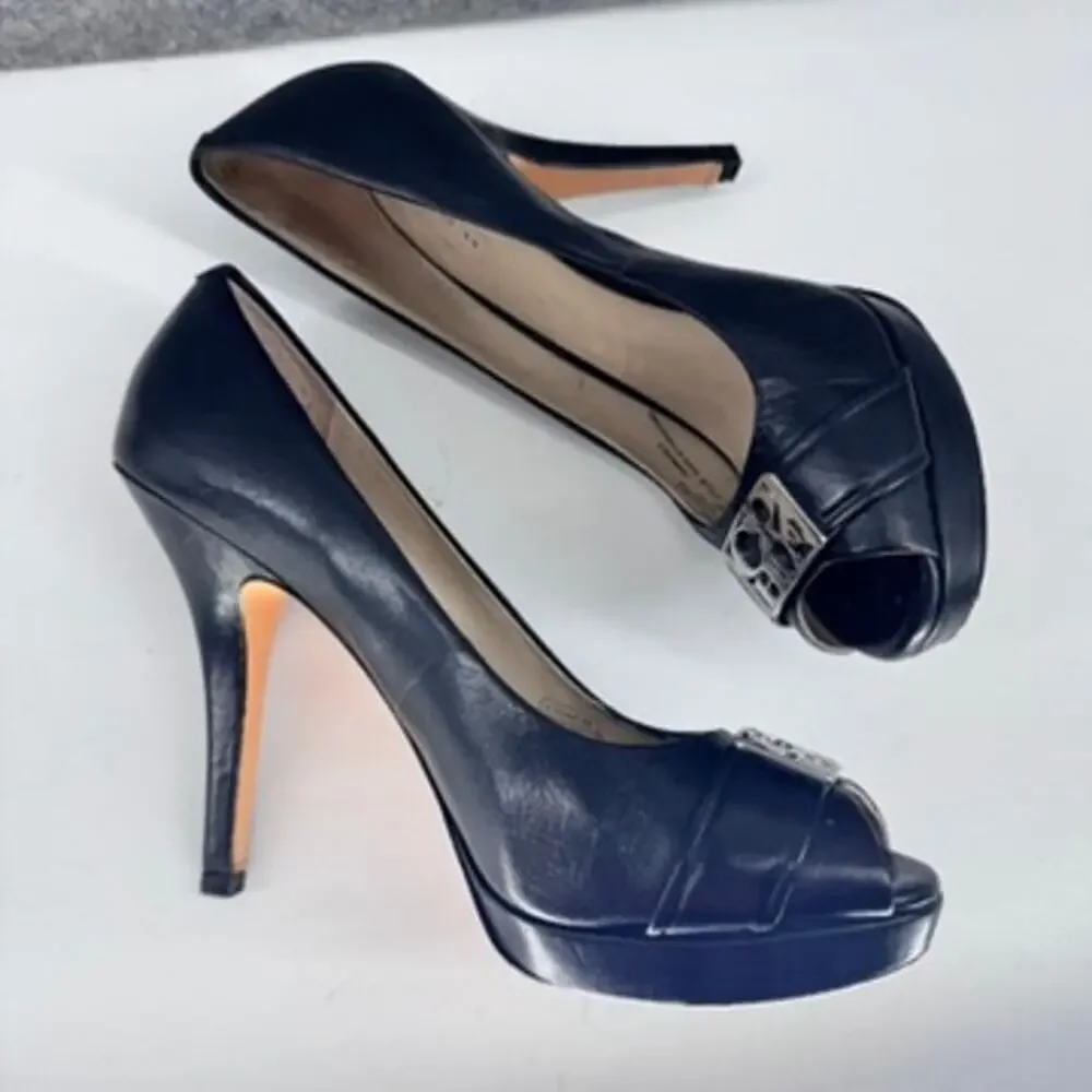 Coach Black Aliya Peep Toe Heels Pumps Size 7.5